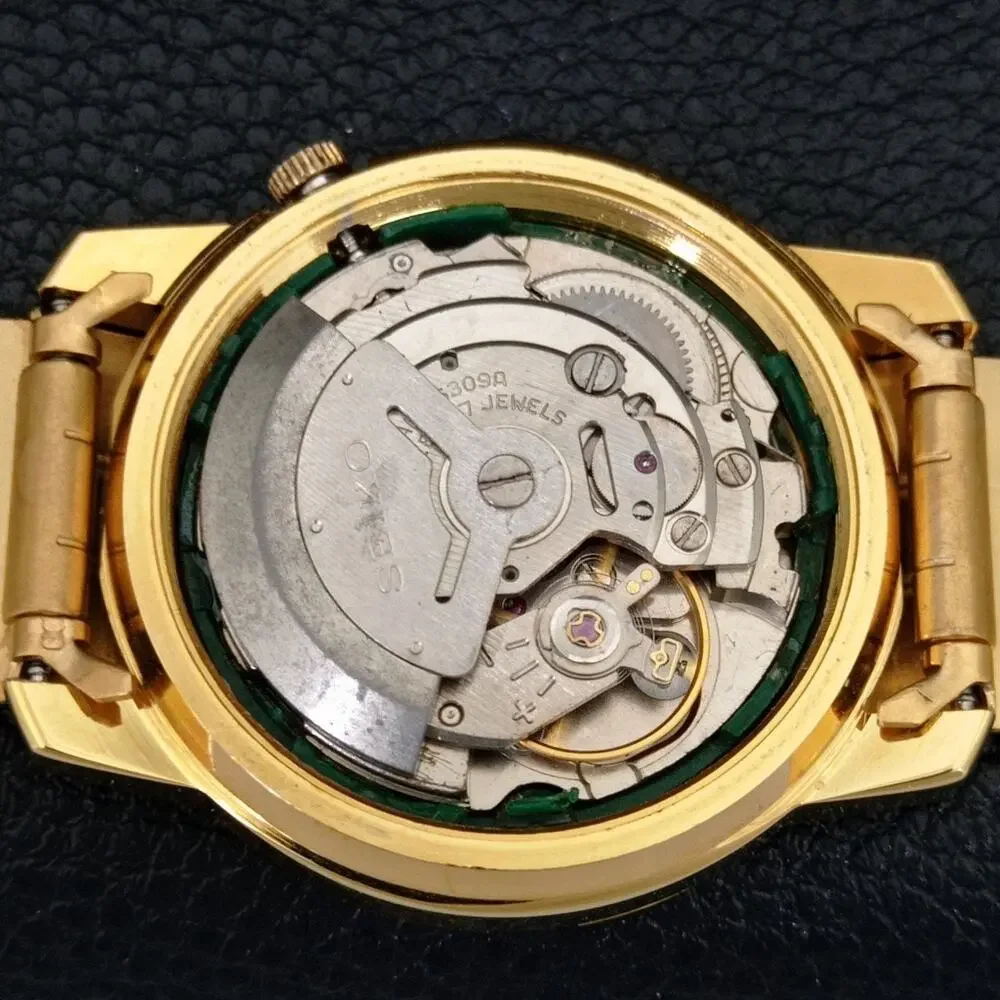Vintage 1980 Seiko Automatic Mens Gold Watch W/daydate & Arabic accents